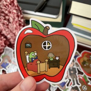 Apple Bookworm Sticker